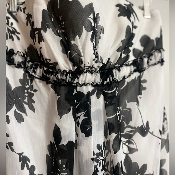 David’s Bridal 81372 short Bubble Hem Black White Sz 16 Strapless Dress Party - Picture 2 of 12